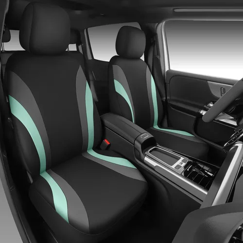 Vista 2 de CAR PASS Juego completo de fundas de asiento de automóvil impermeables EVA, color menta para automóviles, compatibles con bolsas de aire, ajuste