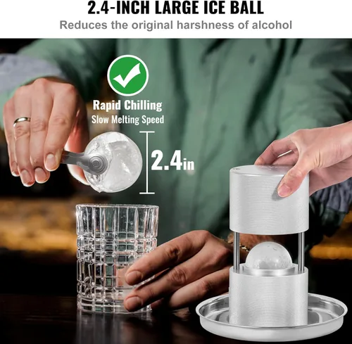 Vista 4 de VEVOR Prensa de bolas de hielo, máquina de bolas de hielo de 2.4", kit de prensa de bolas de hielo de aleación de aluminio para aeronaves