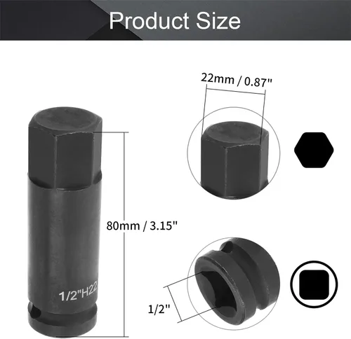 Vista 2 de Bettomshin Broca de impacto hexagonal, llave Allen de 1/2 pulgada, 0.866 in, acero Cr-Mo, destornillador hexagonal de impacto maestro, 1 unidad