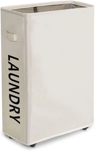 Vista 11 de ZERO JET LAG Cesta para la ropa sucia delgada con asas, cesta plegable para la ropa sucia, bolsa estrecha para ropa sucia, cesta plegable para ropa
