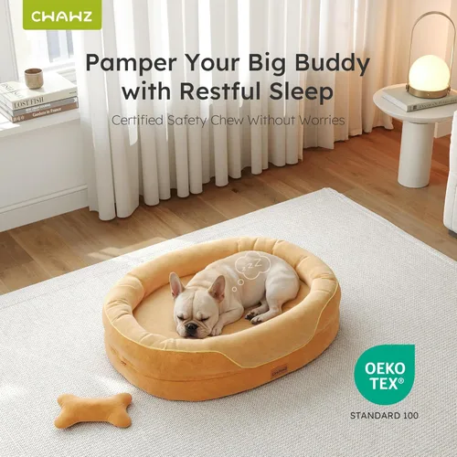 Vista 4 de CWAWZ Cama ortopédica grande para perros, 36 pulgadas, cama para perros de gran tamaño con cojines envolventes completos, camas refrescantes
