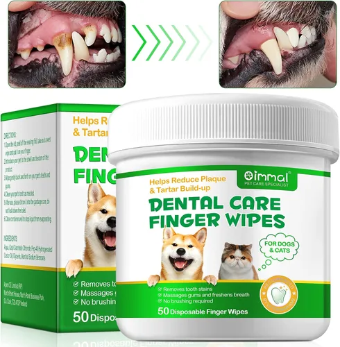 Vista 2 de Toallitas de limpieza de dientes para perros y gatos, reduce la placa y refresca el aliento, toallitas desechables de limpieza suave y cuidado