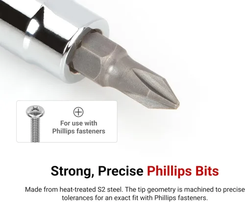 Vista 2 de TEKTON SHB90104 - Juego de llaves de vaso de 1/4 pulgadas con riel, 8 piezas (# 0-#3, 1/8-5/16 pulgadas) SHB90104