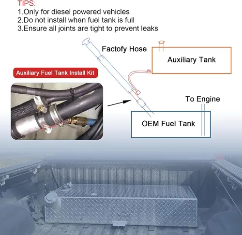 Vista 5 de Kit de instalación de tanque de combustible auxiliar diésel compatible con Dodge Ram 1500 2500 3500 2013-actualmente, tanque de combustible auxiliar