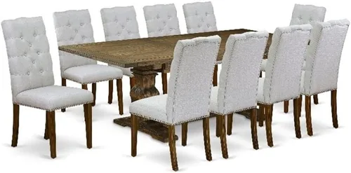 Vista 21 de East West Furniture ALAEL5-78-05 - Juego de mesa de cocina de 5 piezas para 4 personas, incluye una mesa de comedor rectangular con hojas extraíbles