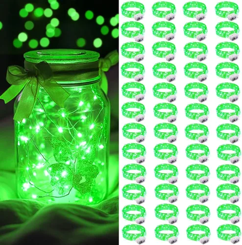 Vista 58 de AIKEI Paquete de 12 luces LED de hadas que funcionan con pilas, guirnaldas de luces impermeables de 7 pies, 20 luces LED de luciérnagas estrelladas