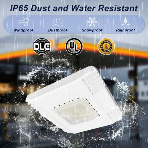 Vista 3 de 150W LED Canopy Light, 21000LM 5700K, Surface Mount LED Gas Station Carport Ceiling Light [600W HID/HPS Equiv.], IP65 Rated High Bay Parking Garage