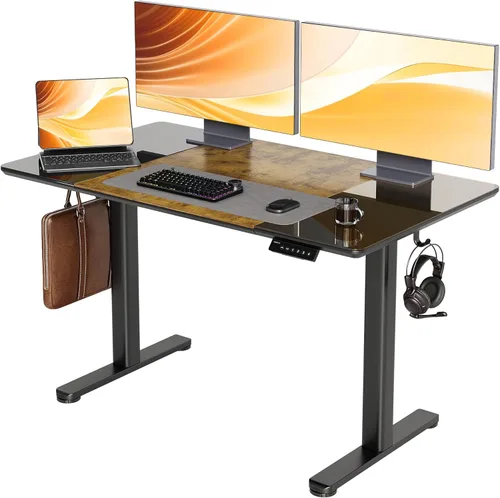 Vista 20 de INNOVAR Escritorio de pie de cristal con cajones, escritorio eléctrico de altura ajustable, pequeños escritorios de pie con almacenamiento, 40