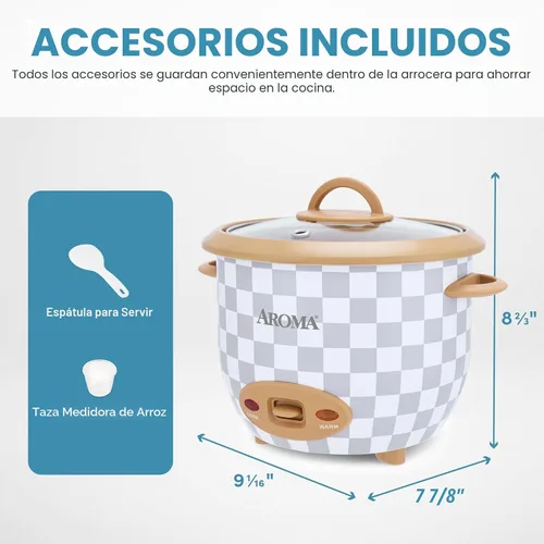 Vista 4 de AROMA® Olla arrocera One-Touch de 6 tazas (cocidas) estilo olla con superficie cerámica antiadherente libre de PFAS CoreCoat™ (1.5 cuartos de galón)