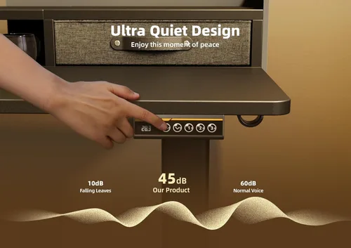 Vista 6 de YDN Escritorio de pie con cajones, escritorio de pie de 55 pulgadas de altura ajustable, escritorio eléctrico ajustable de pie para sentarse y Negro