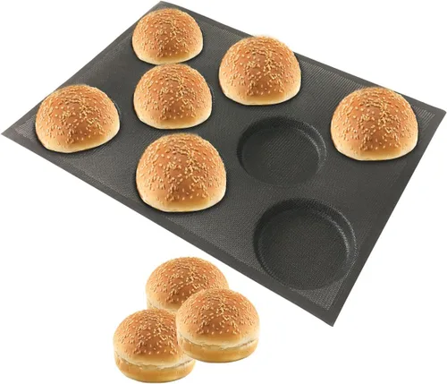 Vista 10 de Bluedrop Moldes perforados de la panadería de la forma redonda de la bandeja del pan de la forma del pan del bollo del silicón