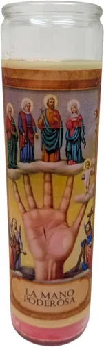 Vista 9 de Un perfumado Veladora,La Mano poderosa, Vaso Grande 14 oz veladora novenaria con poderosa oración al reverso (Inglés)