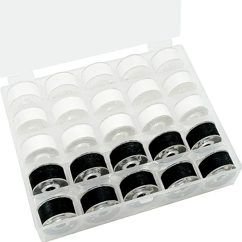 Vista 7 de New Brothread 25 piezas de colores surtidos 70D/2 (60WT) hilo de bobina preenrollado tamaño A SA156 para bordado y máquina de coser DIY hilo