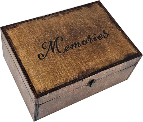 Vista 6 de Caja grande de madera para recuerdos, caja de madera para recuerdos, para bodas, caja de recuerdos grabada, caja de almacenamiento decorativa