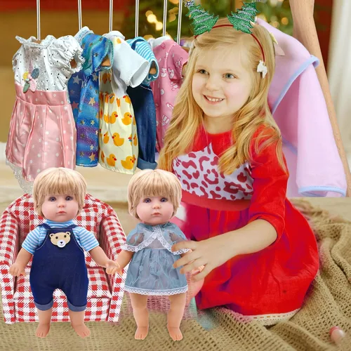 Vista 3 de Ropa y Accesorios para Muñecas Alive - Vestidos de Muñeca de Bebé que se Ajustan a Muñecas de Niña de 10, 11, 12 Pulgadas, 6 Conjuntos de Ropa