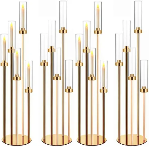 Vista 34 de Candelabro de 35 pulgadas 1 pieza en negro para centros de mesa de 5 brazos, centros de mesa de boda para decoraciones