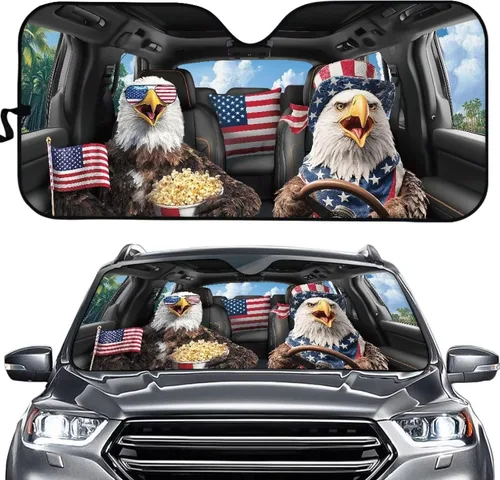 Vista 28 de SEANATIVE Funny Car Windshield Sun Shade UV Ray Sun Visor Protector Front Window Sunshade Angry Eyes Design Car Interior Accessories