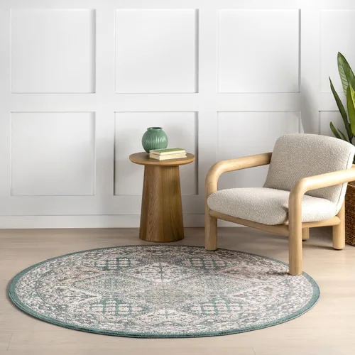 Vista 17 de nuLOOM Alfombra de Área Becca Tradicional con Diseño de Azulejos 2x3, Beige, Diseño Transicional Desvanecido, Resistente a las Manchas, Para