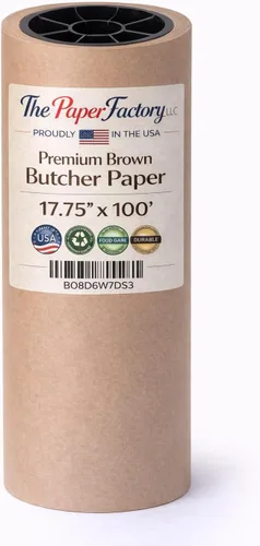 Rollo de papel de carnicero marrón prémium de 17.75 pulgadas x 100 pies, papel kraft de grado alimenticio para ahumar barbacoa, envolver carne,