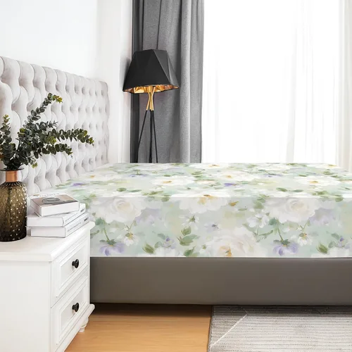 Vista 59 de YIYEA Sábana bajera ajustable de microfibra de doble cepillado de alta calidad, tamaño individual, sábana bajera ultra suave, encogimiento, Blanco