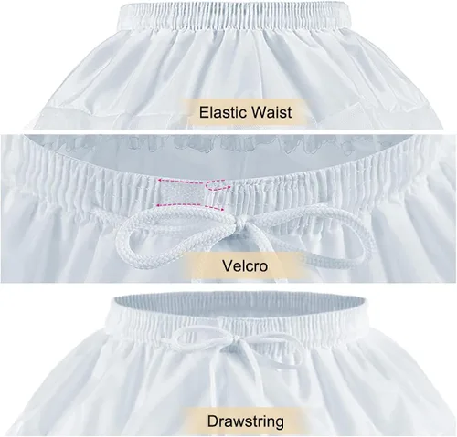 Vista 4 de Abaowedding Enagua de flores para niñas con 2 aros y falda de crinolina elástica para niños