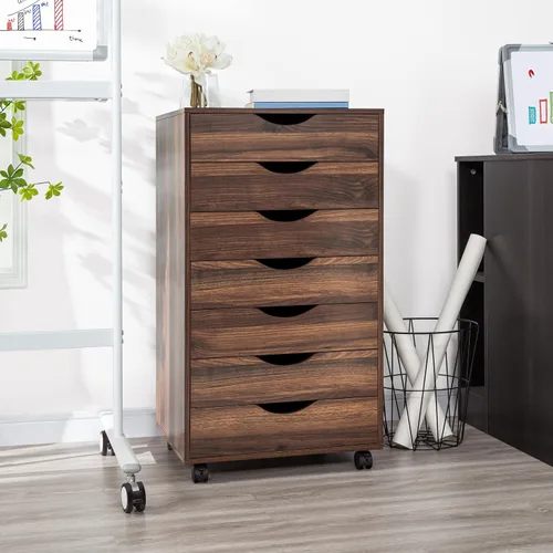 Vista 200 de Naomi Home Cómoda de 5 cajones para dormitorio, alta y elegante, con ruedas y estantes de almacenamiento, pequeña para guardarropa, para maquillaje