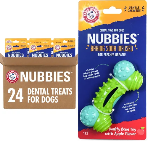 Vista 14 de Arm & Hammer Nubbies Duality Bone, un juguete dental masticable para perros, juguete Nubby Pet limpia los dientes para reducir la placa y el sarro