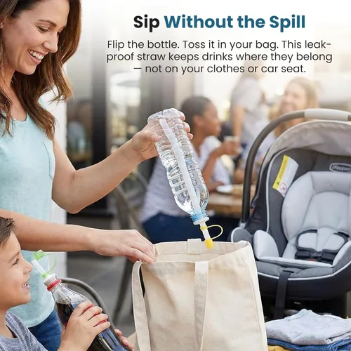 Vista 2 de Jokari 12 popotes de soda para beber y sellar bebidas embotelladas