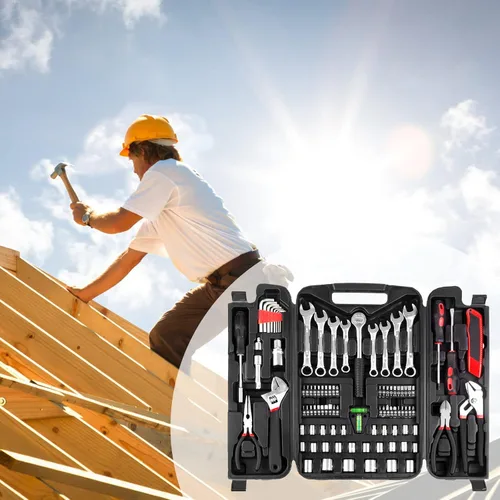 Vista 9 de TLGREEN Juego de herramientas de 95 piezas, kit de herramientas, juego de herramientas mecánicas, caja de herramientas portátil con llave ajustable