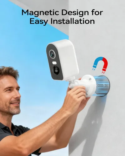 Vista 3 de KKB Cámara de seguridad celular 4G LTE magnética, sin WiFi, cámaras de seguridad solar para exteriores, SIM incorporada, cámara de batería