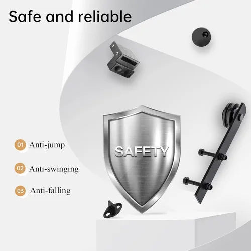 Vista 3 de EaseLife Kit de Rieles de Ferretería para Puerta Corrediza de Granero de Servicio Pesado de 4 Pies, Suave y Silencioso, Fácil de Instalar