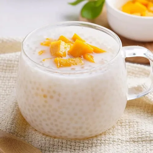 Vista 6 de Blanco pequeño sagú 10.58 oz leche té postre sagú rocío fruta pescado materia prima (10.5oz.) sagú