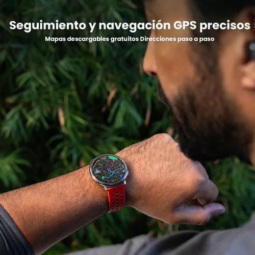 Vista 5 de Amazfit Active 2 - Reloj inteligente de alta calidad (redondo) para Android y iPhone, batería de 10 días, resistente al agua, mapas GPS, monitor