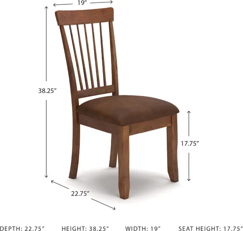 Vista 3 de Signature Design by Ashley Berringer Sillas de comedor con respaldo de husillo de 18" (juego de 2) – Marrón claro rústico con asiento acolchado