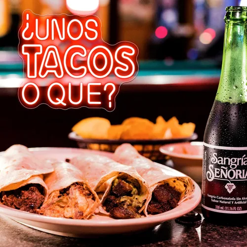 Vista 6 de Tacos - Letrero de neón LED rojo para decoración de pared de comida mexicana para barras de tacos, barbacoas, cocinas caseras, restaurantes