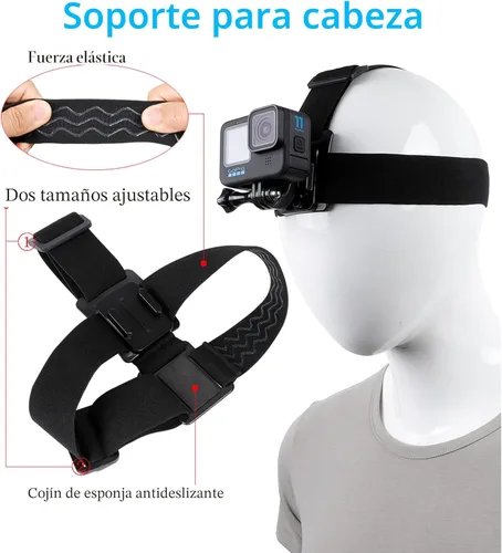 Vista 5 de Set de accesorios para GoPro Hero 13/12/11/10/9/8/7/6/5/4, nuevo soporte de cabeza de liberación rápida + arnés de soporte de pecho + soporte