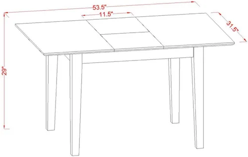 Vista 29 de East West Furniture NFVA3-BLK-C - Juego de comedor de 3 piezas que contiene una mesa de comedor rectangular con hojas de mariposa y 2 sillas