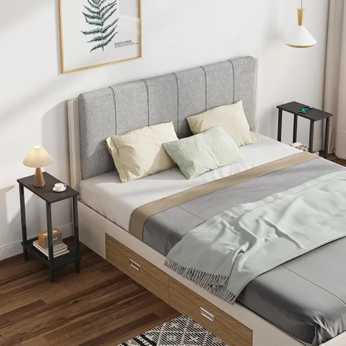 Vista 6 de TUTOTAK Mesa auxiliar pequeña, mesa de extremo estrecho, mesa de sofá delgada, mesita de noche delgada, mesa de sofá, sala de estar, dormitorio