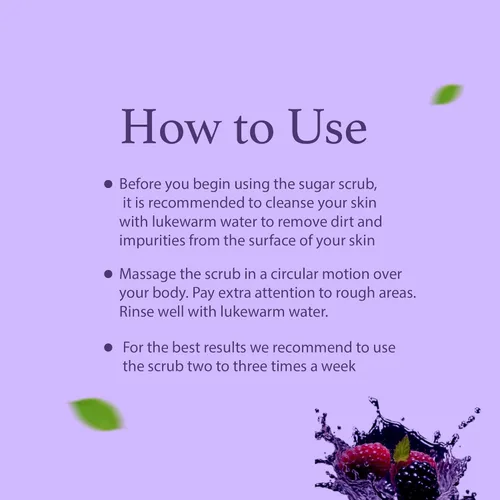 Vista 6 de Exfoliante de azúcar con mezcla de bayas y otros ingredientes naturales para exfoliante corporal y exfoliante de pies, exfoliante suave para nutrir