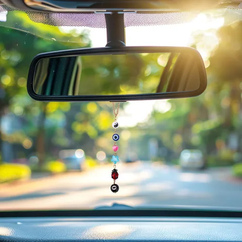 Vista 7 de Amuletos colgantes de ojo malvado para coche, dijes de buena suerte para espejo retrovisor, accesorios para colgar en el coche, decoración