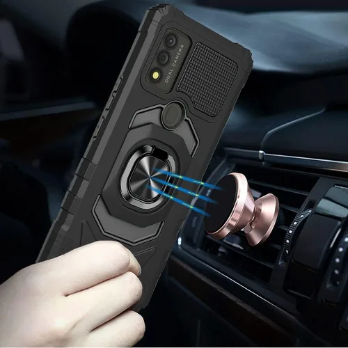 Vista 2 de Customerfirst for Wiko Voix U616AT Phone Case, with Tempered Glass Screen Protector Heavy Duty Protection Technology Built-in Kickstand Rugged Black