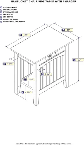 Vista 3 de Mesa Atlantic Furniture AH13312 Nantucket, mesa auxiliar, Madera, Driftwood