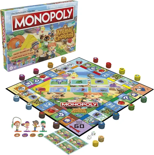 Vista 2 de Monopoly Animal Crossing New Horizons Edition Board Game for Kids Ages 8 and Up, Fun Game to Play for 2-4 Players