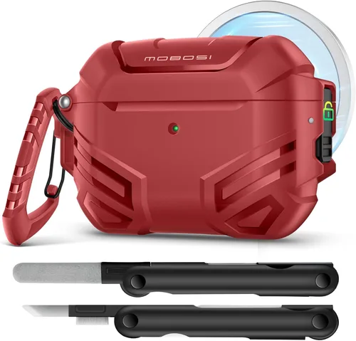Vista 20 de MOBOSI Funda para AirPods Pro 2 con cerradura, compatible con funda Airpod Pro de 2ª/1ª generación, funda protectora de grado militar con kit