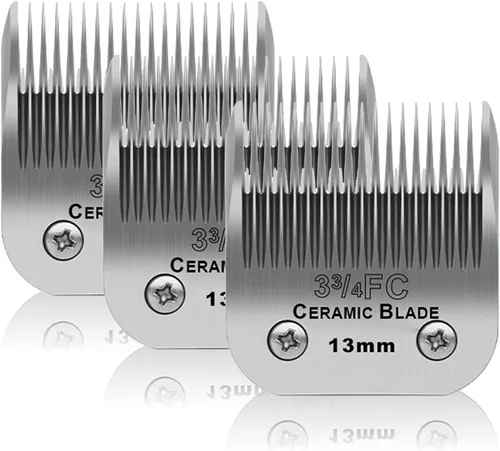 Paquete de 3 Cuchillas de Cerámica Desmontables 3-3/4FC para Aseo de Mascotas Perros, Compatibles con Andis, Oster A5, Serie Wahl KM-10, Tamaño de