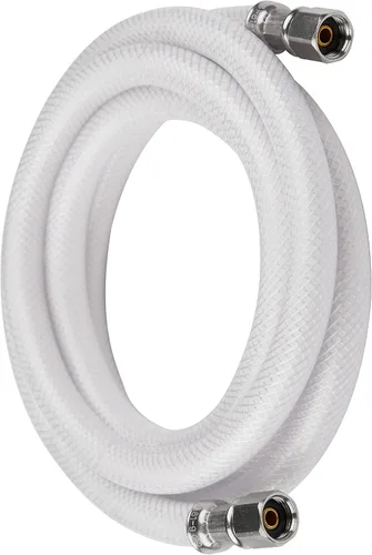 Vista 3 de EFIELD Línea de conector de agua para nevera, 6 pies de longitud, PVC reforzado con poliéster, 1/4" Comp por 1/4" Comp Connection, blanco, (HOSE019)