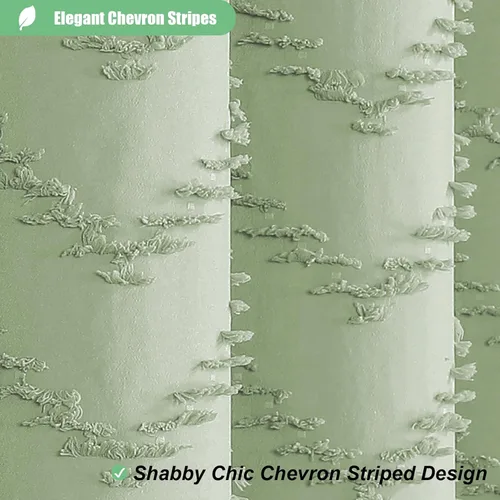 Vista 4 de Dynamene - Cortina de ducha de tela bohemia con rayas con chebrón en relieve, juego de cortina angosta para baño, media cortina impermeable