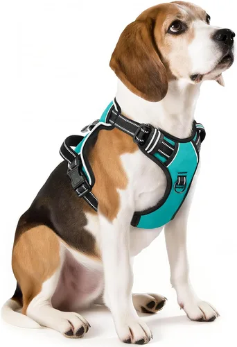 Vista 29 de HEELE Arnés para perro pequeño sin tirones con mango suave, arnés reflectante ajustable, color negro, XS