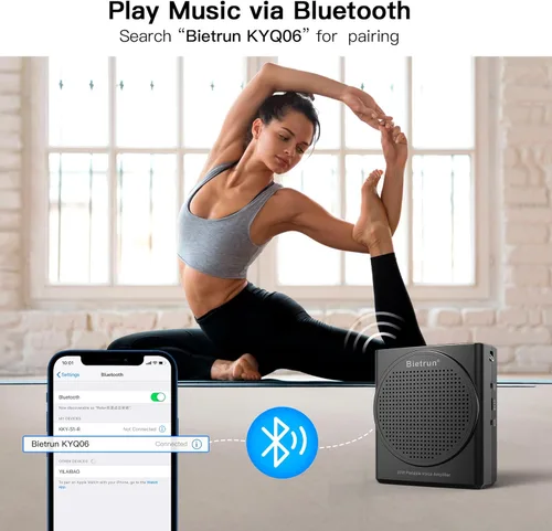 Vista 10 de Amplificador de voz Bluetooth para profesores, mini amplificador de voz recargable portátil con auriculares de micrófono con cable, sistema PA