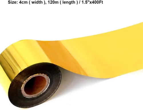 Vista 5 de Papel de estampado en caliente, 1 rollo dorado + 1 rollo plateado de 1.5 pulgadas x 400 pies, papel dorado anodizado de transferencia de calor
